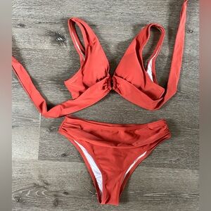 Cupshe Red Knot Front Bikini Set